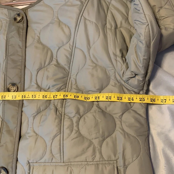 AVEC LES FILLES 1X short gray taupe putty quilted button down bomber Coat spring - Picture 6 of 11